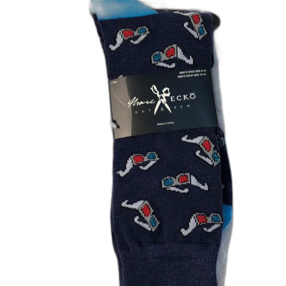 Marc Ecko Cut & Sew Mens Novelty Crew Socks Blue 3D Glasses